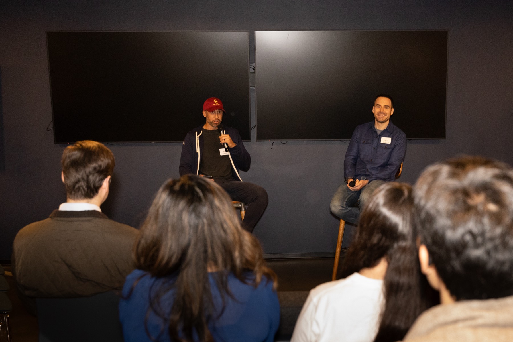 Max Mullen and Miles Deamer in conversation on stage